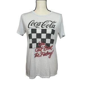 Coca Cola Women’s M Graphic T-Shirt White Short Sleeve Checkered